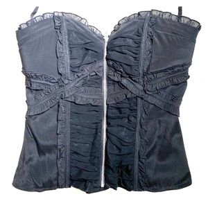 Bebe Shirred Ruffle Bustier (black color)